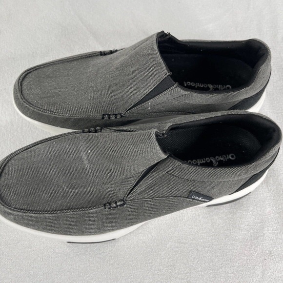 OrthoComfoot Mens 10 Orthopedic Loafers Slip On Arch Support Walk Shoes ￼Gray ￼ - Picture 4 of 15